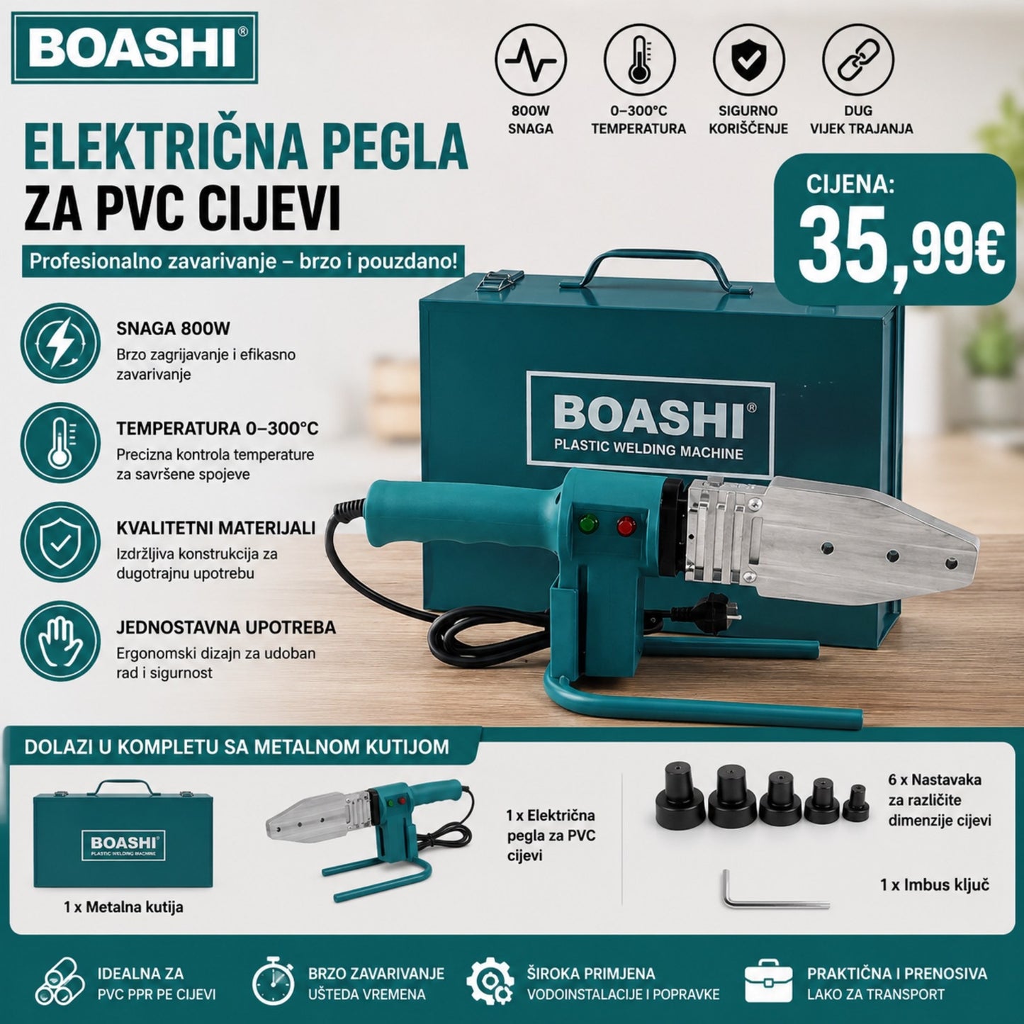 Profesionalna Električna Pegla za PVC Cijevi