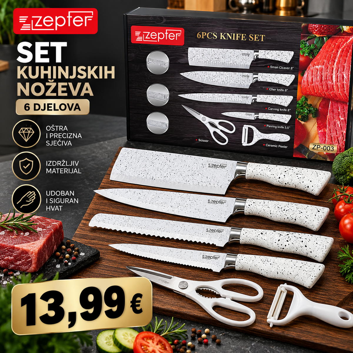 Zepter set kuhinjskih noževa – 6 djelova