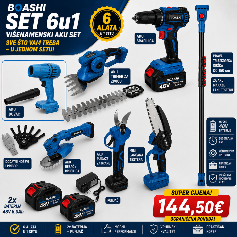 BOASHI AKU SET 6u1 – KOMPLET ZA RAD U KUĆI, DVORIŠTU I RADIONICI