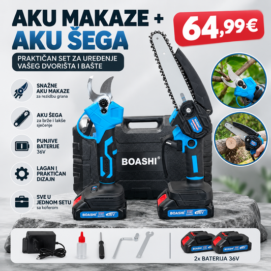 Aku makaze + Aku šega  sa dvije baterije od 48V(3Ah)