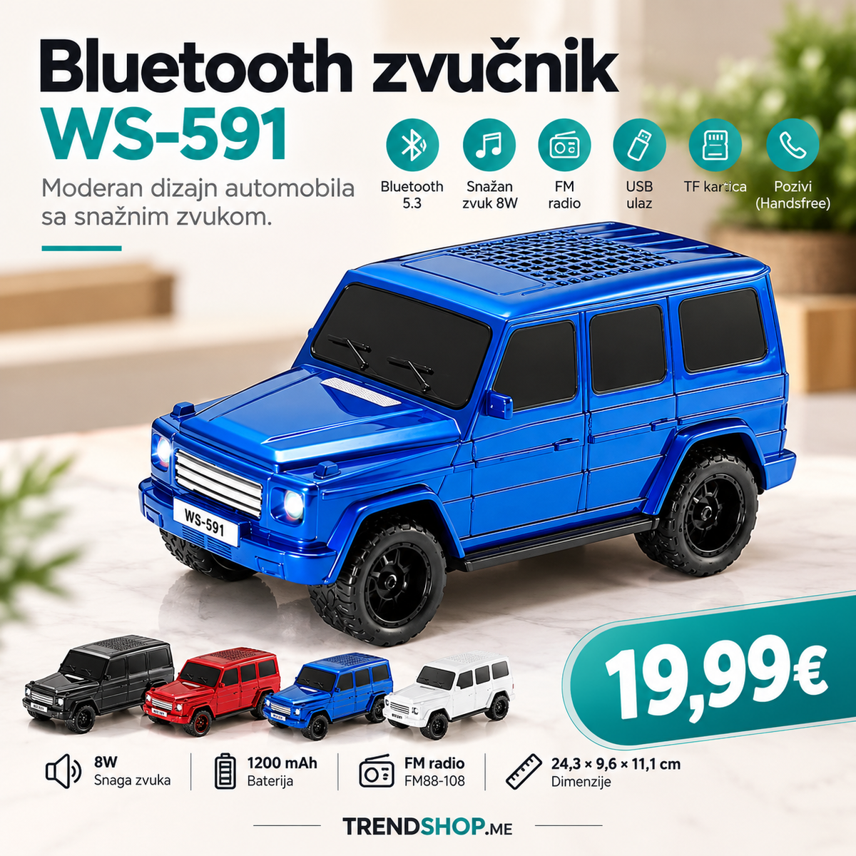 Bluetooth zvučnik WS-591 8W