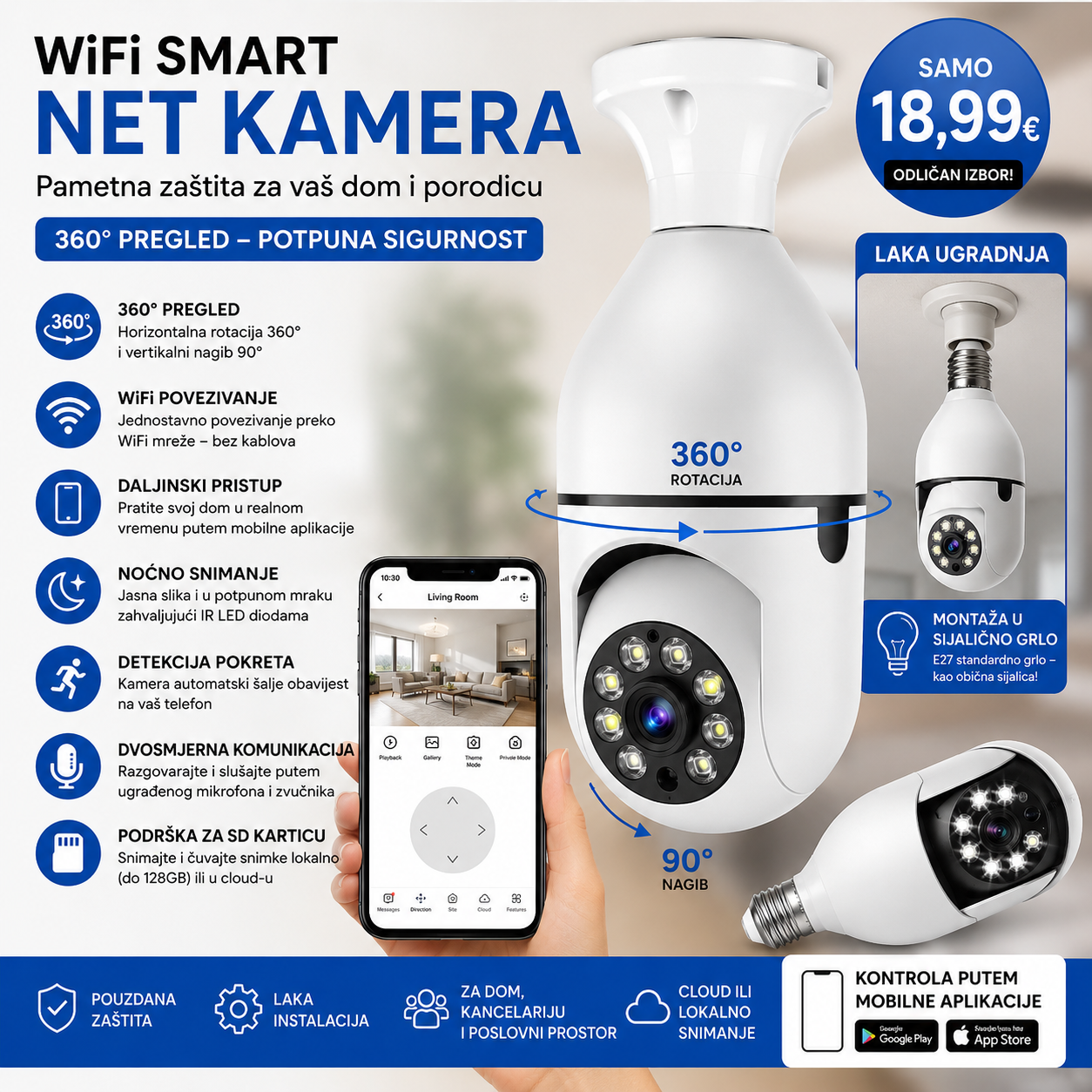 ➡️Akcija ➡️ WiFi smart net kamera