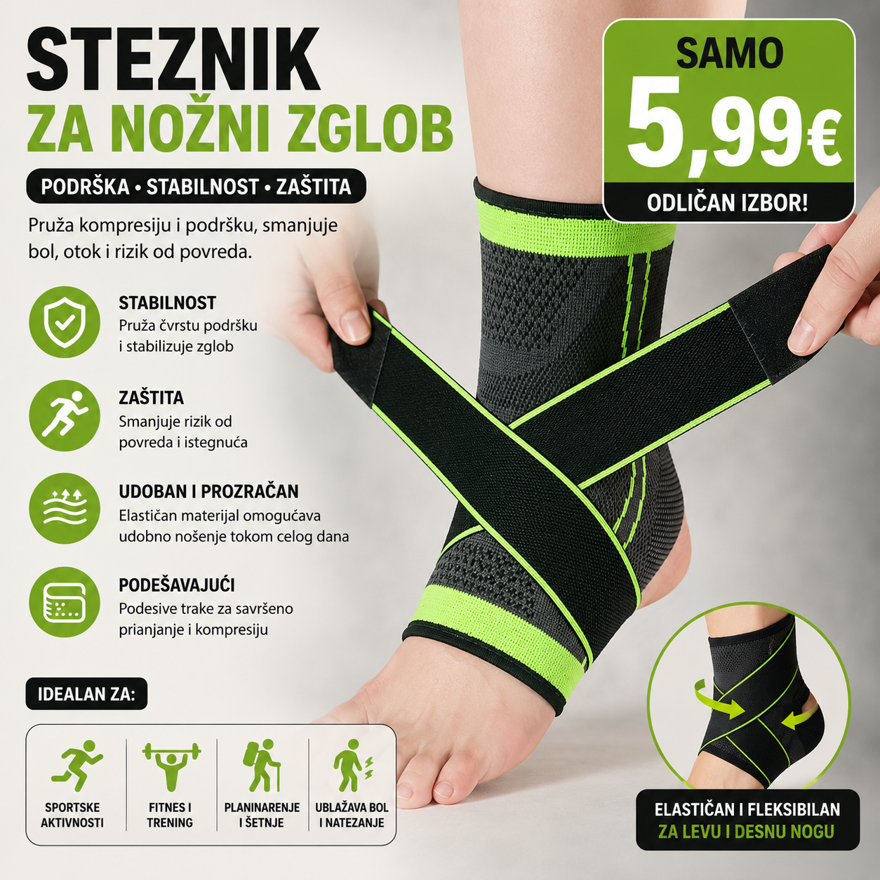 Steznik za nozni zglob