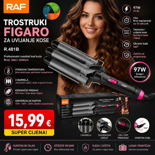 RAF trostruki figaro za uvijanje kose