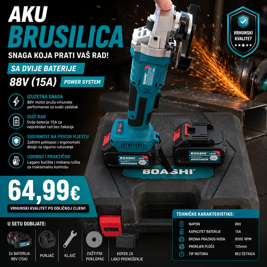 Aku brusilica sa dvije baterije 88V (15A)
