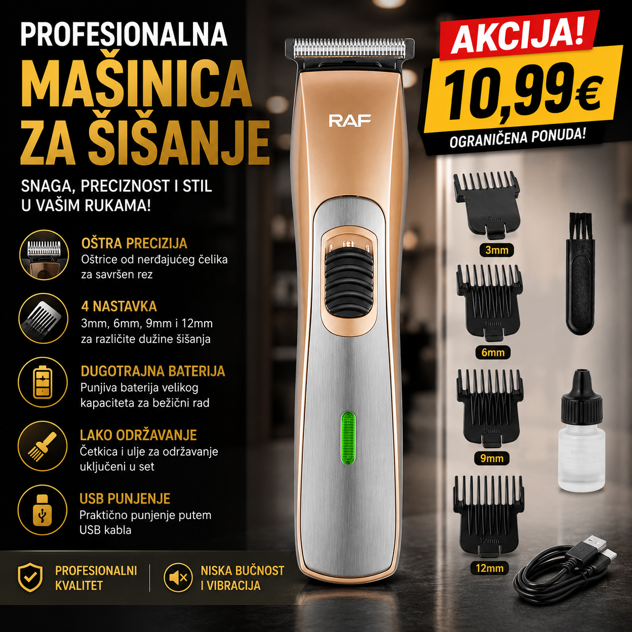 RAF R-4007 Profesionalna Mašinica za Šišanje