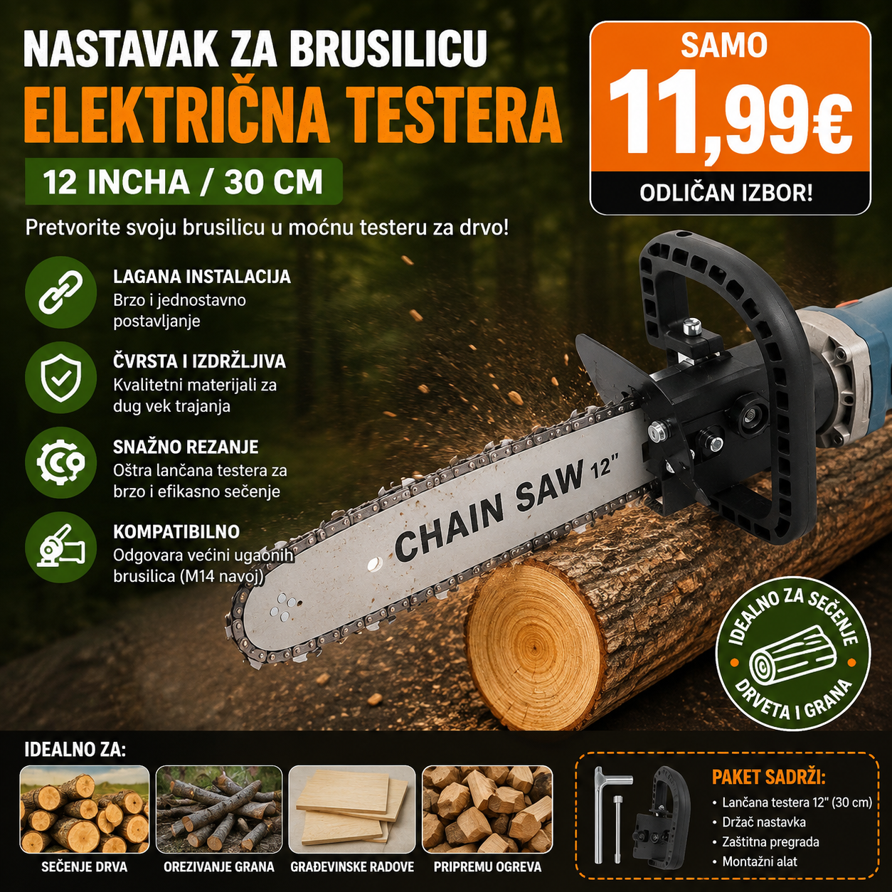 Nastavak za brusilicu električna testera 12 incha