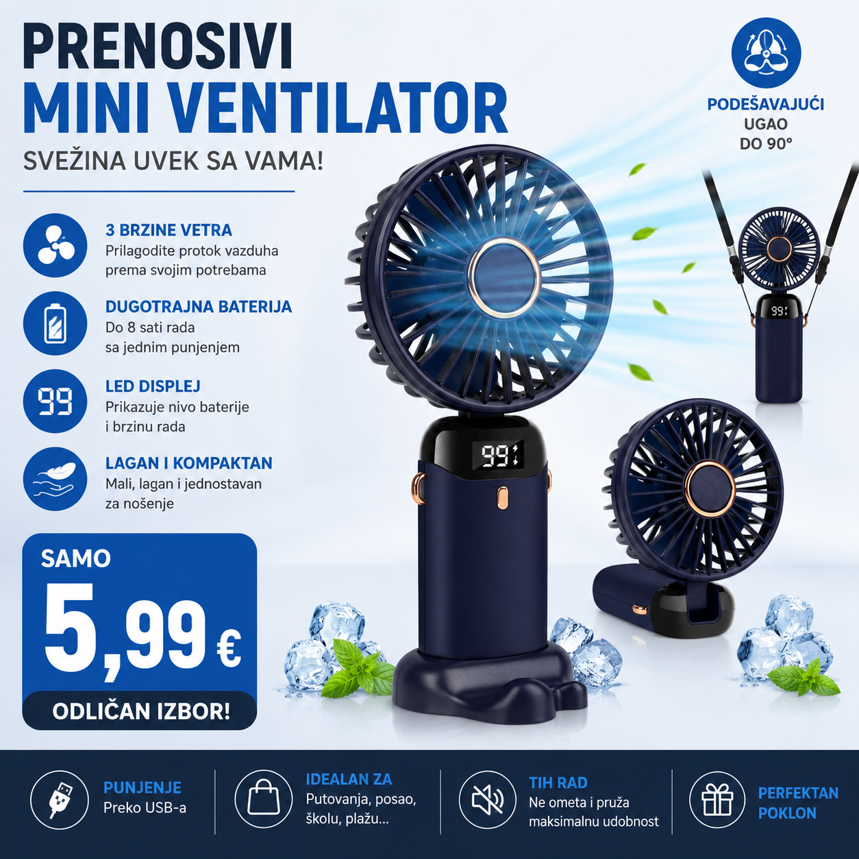 Prenosivi mini ventilator