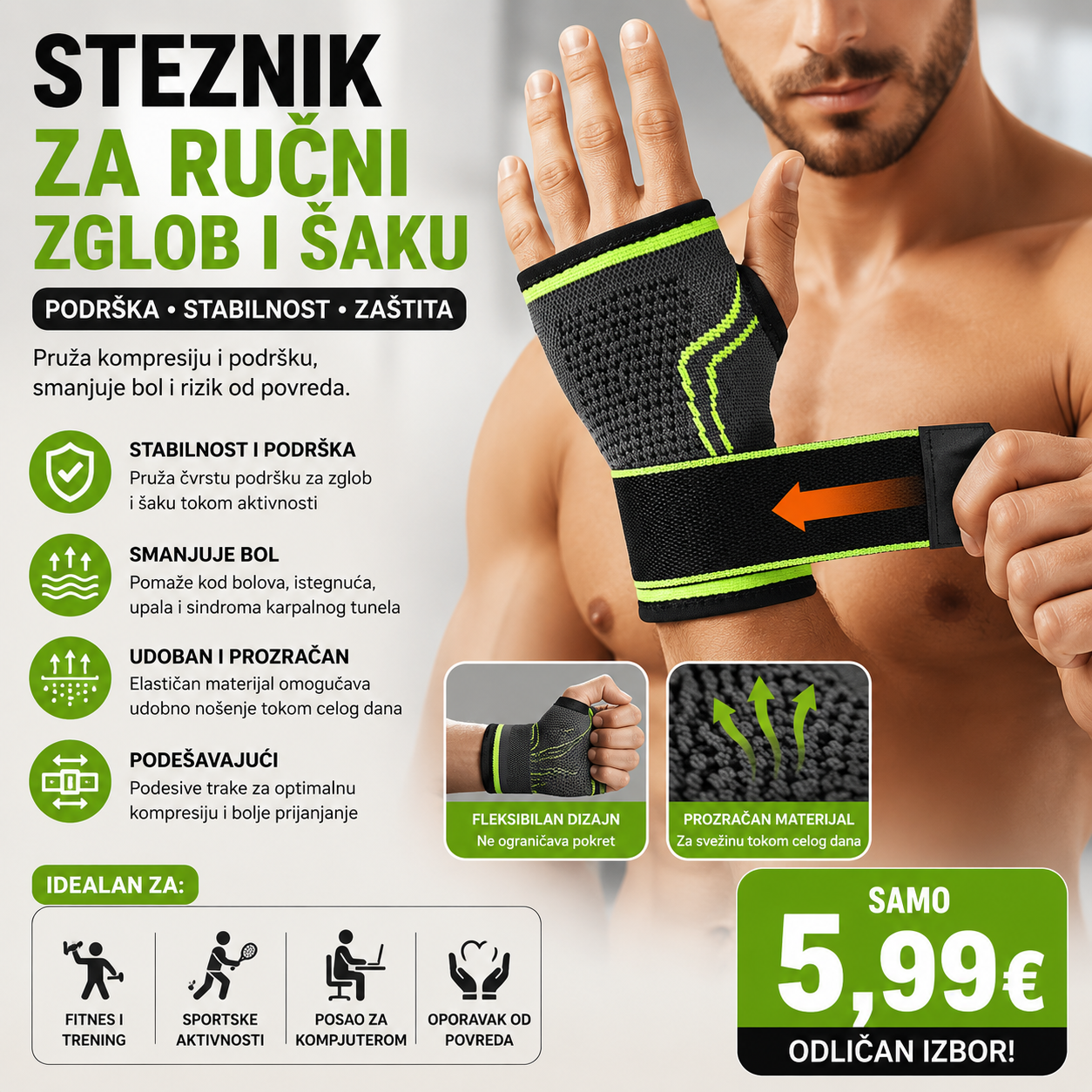 Steznik za rucni zglob i saku