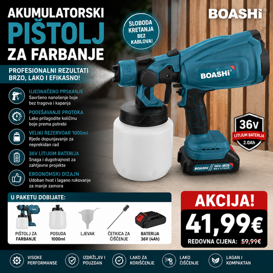 Akumulatorski pištolj za farbanje sa jednom baterijom od 36V