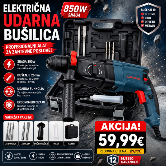 Električna udarna bušilica ( hilti) 850 W (26mm-28mm)