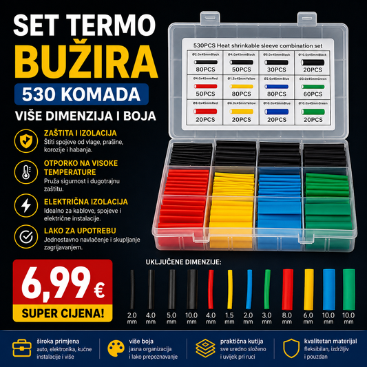Set termo bužira – 530 komada | Više dimenzija i boja