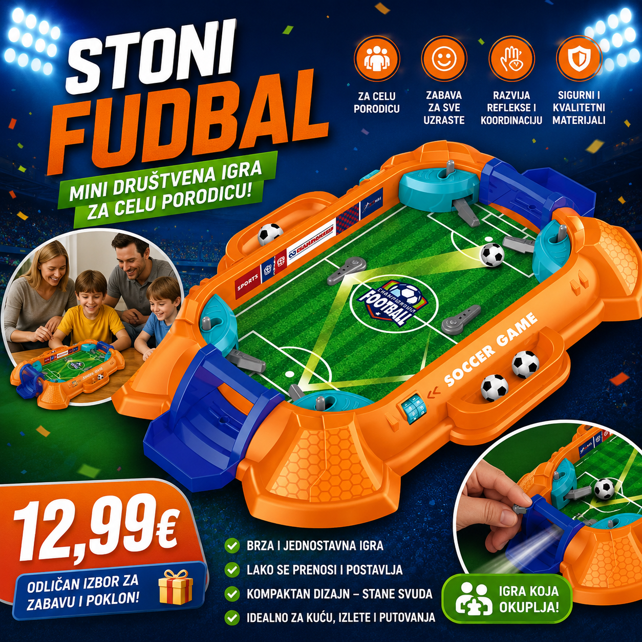 Stoni fudbal – mini društvena igra za celu porodicu