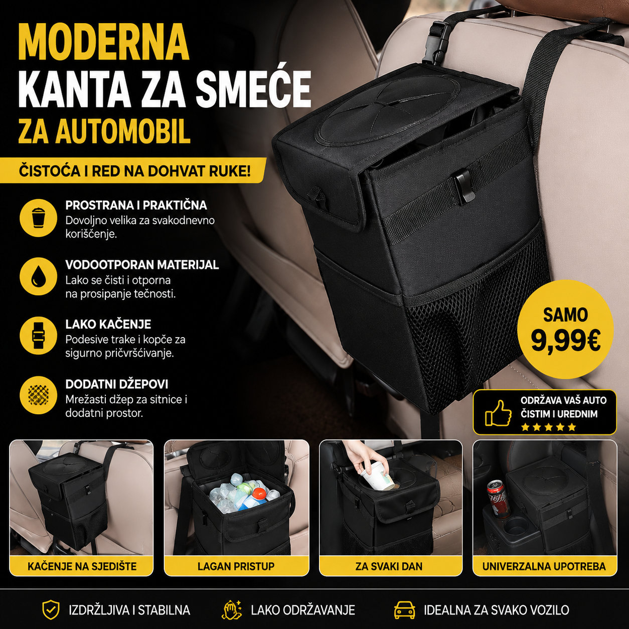 MODERNA KANTA ZA SMEĆE ZA AUTOMOBIL