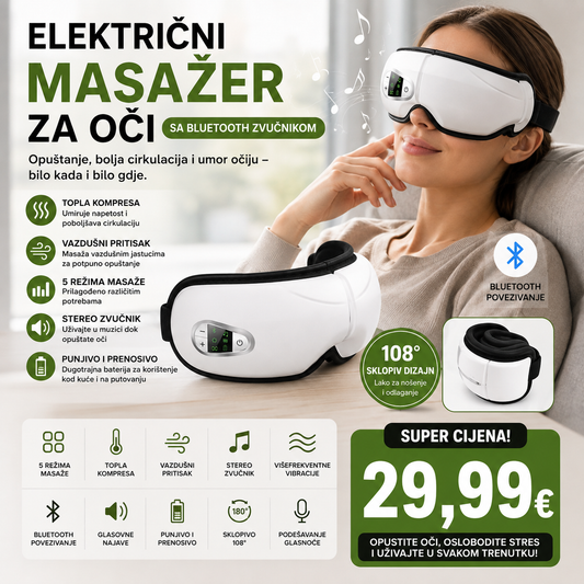 Elektricni masazer za oci sa bluetooth zvucnikom
