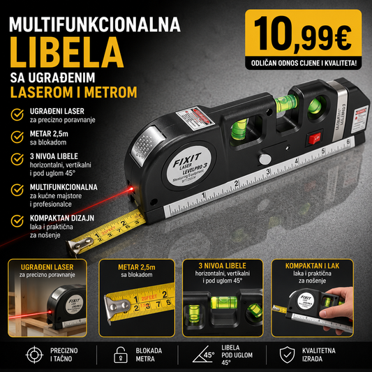 Multifunkcionalna libela sa ugradjenim laserom i metrom