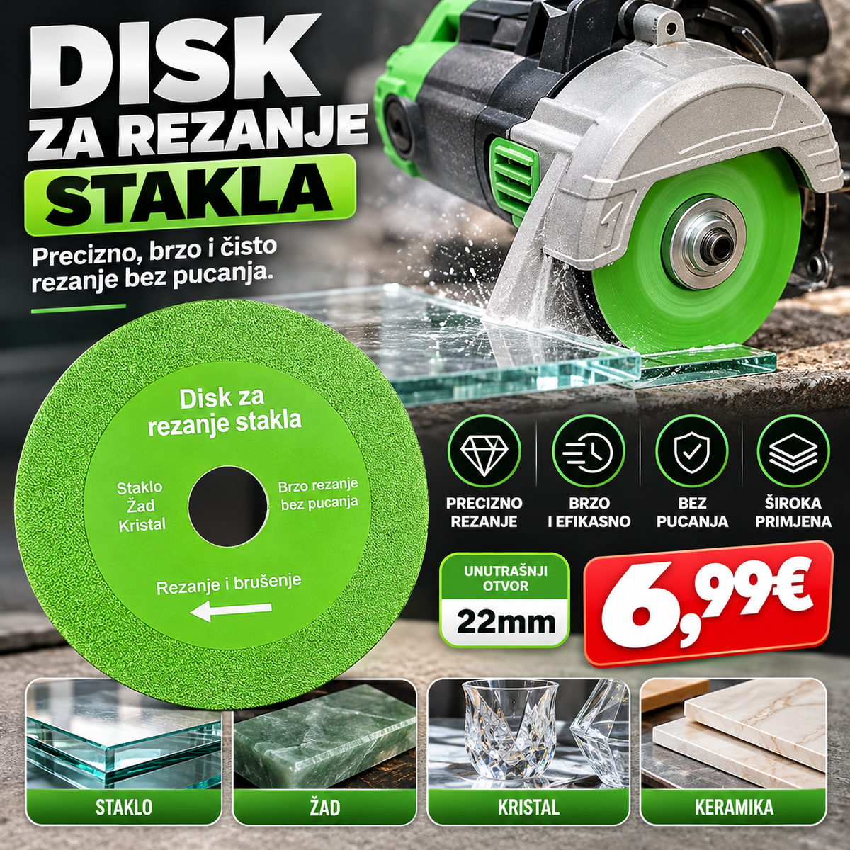 Disk za rezanje stakla