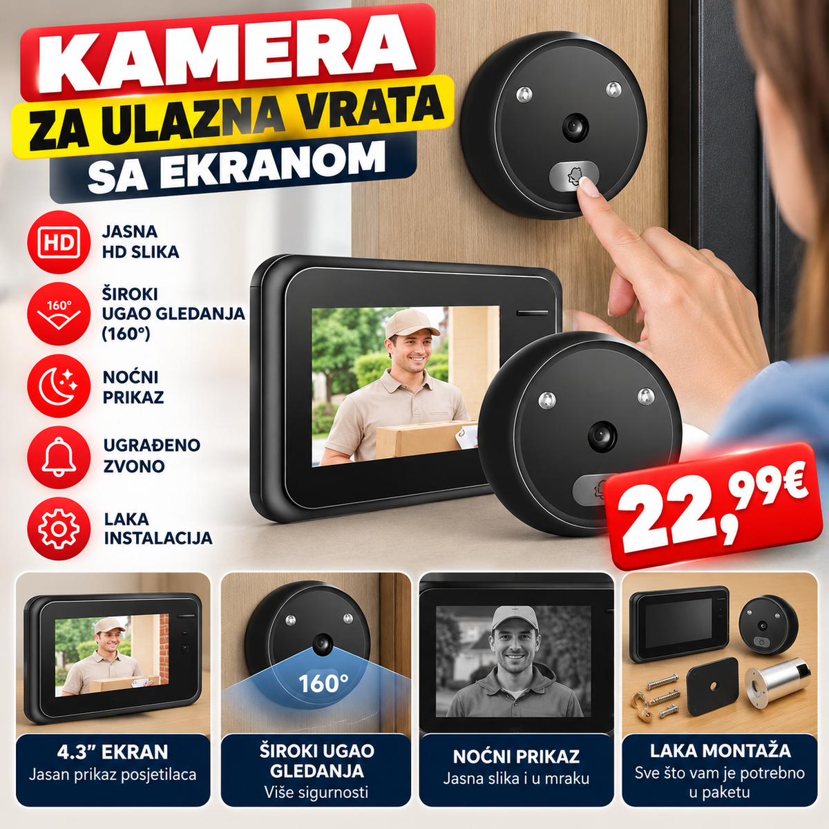 Kamera za ulazna vrata sa ekranom