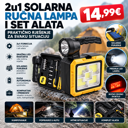 2U1 SOLARNA RUČNA LAMPA I SET ALATA