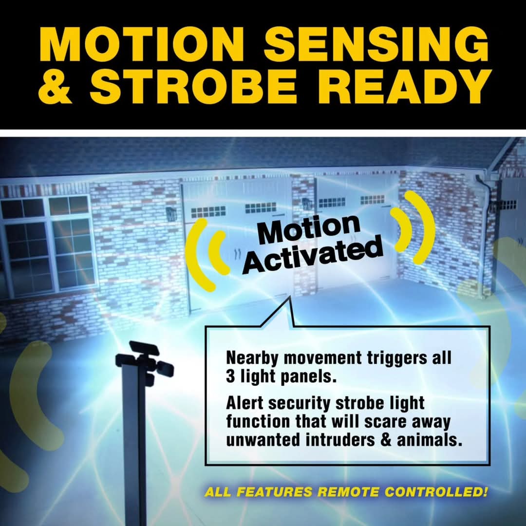 Solarna lampa sa tri panela sa ugradjenim senzorom za pokrete