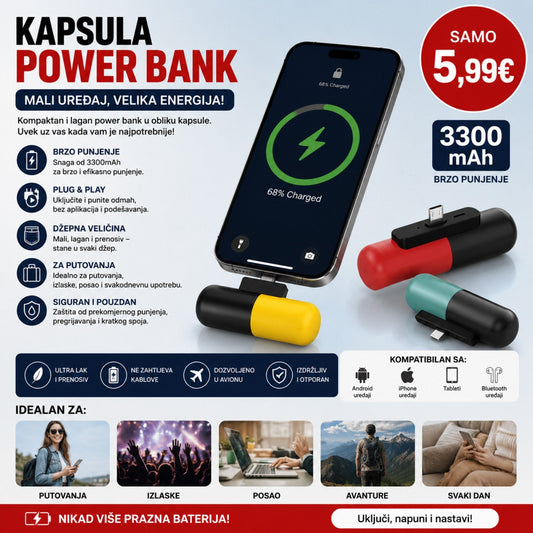 Kapsula Power Bank 3300mAh
