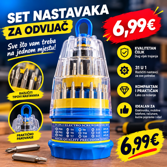 SET NASTAVAKA ZA ODVIJAČ – 31 U 1