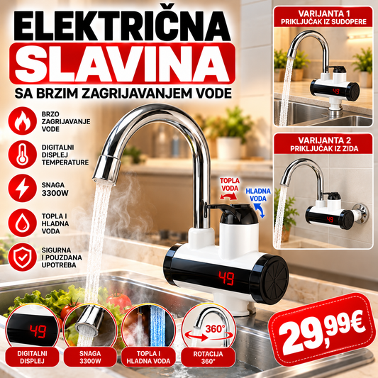 ELEKTRIČNA SLAVINA SA BRZIM ZAGRIJAVANJEM VODE – 3300W