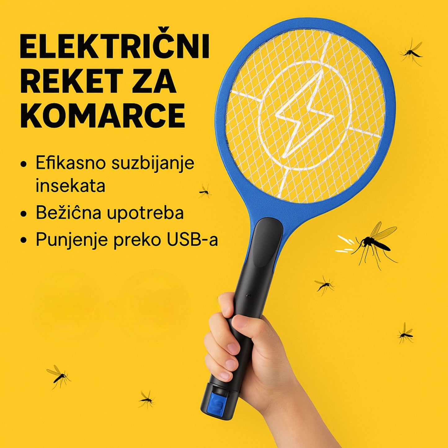 Električni reket protiv komaraca Wellmix (punjivi, Bivolt)