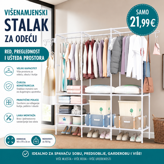 VIŠENAMJENSKI STALAK ZA ODJEĆU I OBUĆU