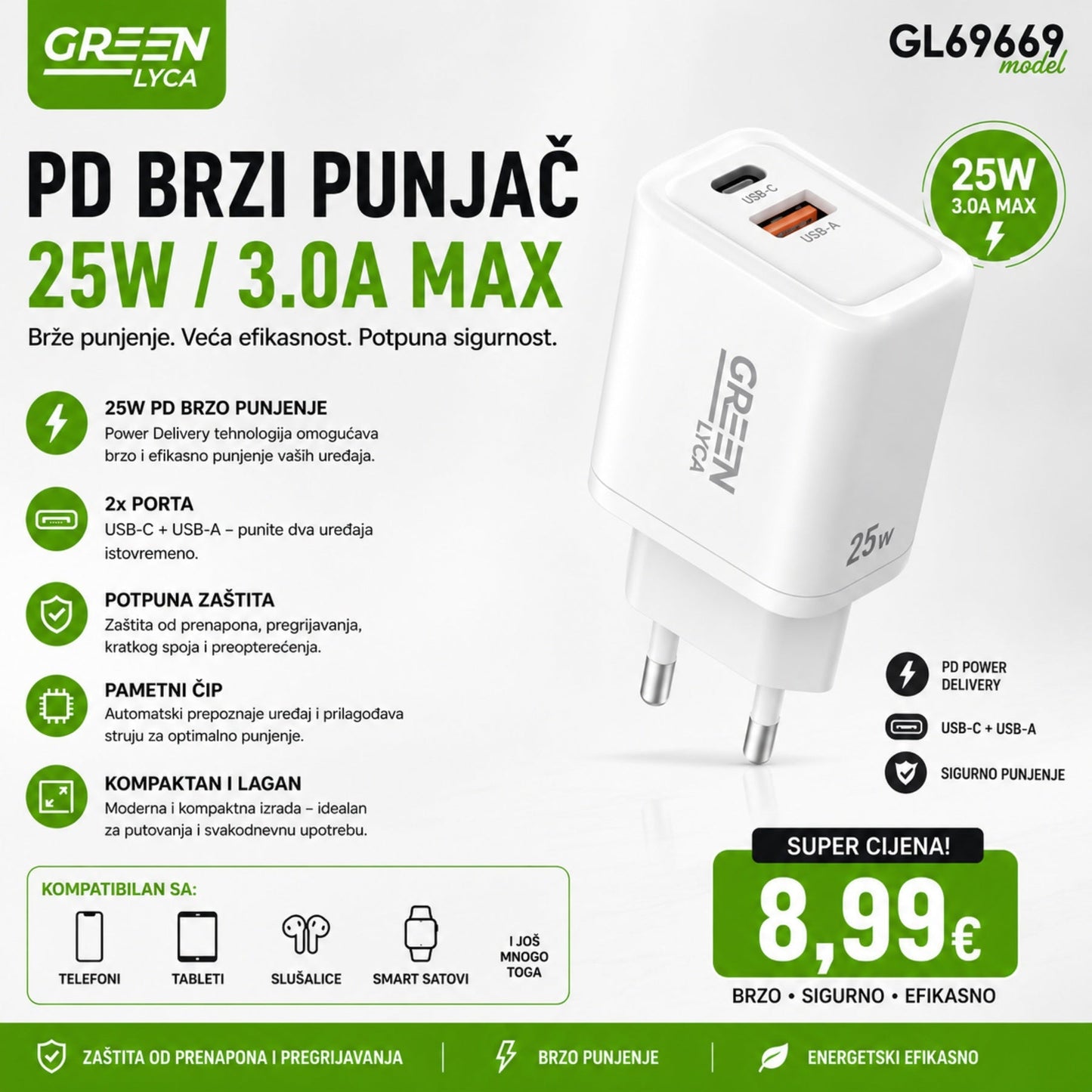 PD Brzi Punjač 25W – Brzo, Sigurno i Efikasno Punjenje