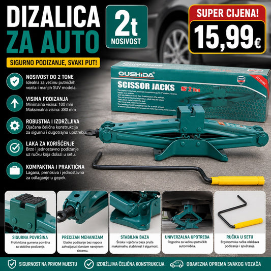DIZALICA ZA AUTO 2T – SIGURNOST I POUZDANOST NA PUTU!
