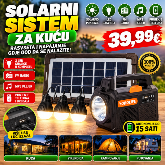 Solarni sistem za kuću – rasvjeta, radio i punjenje uređaja